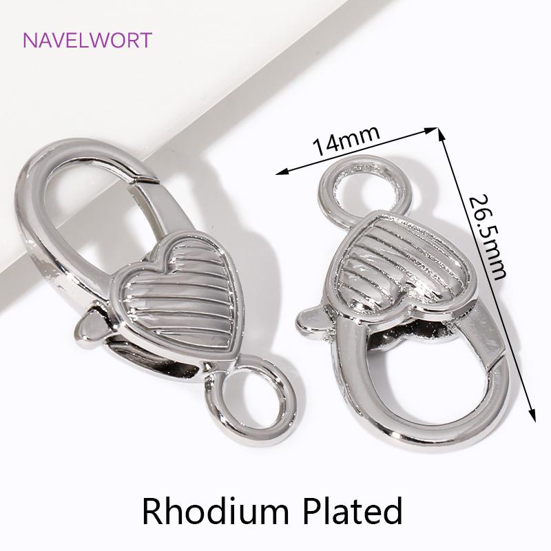 

18K Gold Plated Brass Heart Shape Big Lobster Clasps With Closed Ring,Clasps For Bracelet,For Jewelry Making DIY Accessories 5 pieces