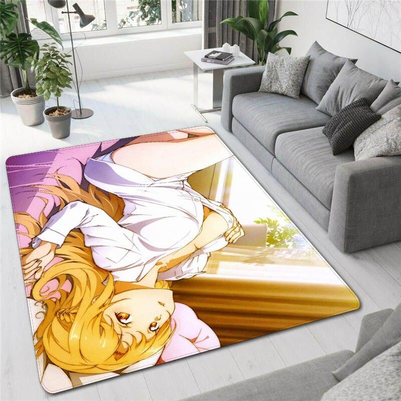 Sexy Asuna Cartoon Adult Carpet Living Room Bedroom Beautiful Large Carpet Balcony Bathroom Anti-slip Door Mat Birthday Gift