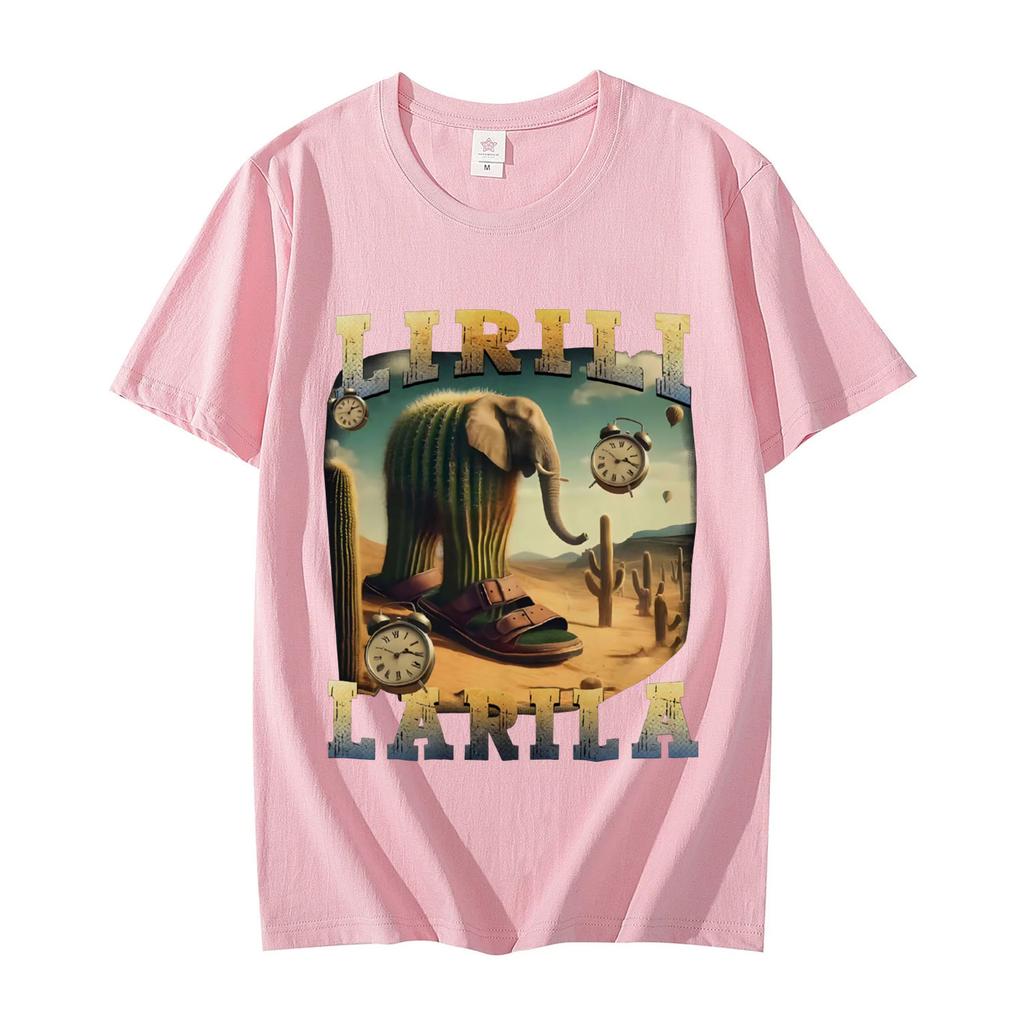 Lirili Larila Funny Italian Brainrot Meme Tshirt High Street Fashion Trend Short Sleeve T Shirt Unisex Casual Cotton Tshirts