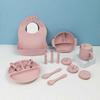 Silicone Children's Tableware Set Baby Feeding Supplementation Tableware Slipper Sucker Bowl Spoon Dinner Plate Bib 15 Piece Set
