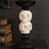 Vintage Gothic Table Centerpiece Halloween Candlestick Holder Decoration, Raven Skull Candle Holder, Spooky Decor for Home Taper Stand Tabletop