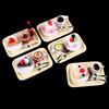 1Set Dollhouse Miniature Cheese Cake Coffee Cake Dessert Set Pretend Food Mini Cake For Bjd Dolls Toys Accessories