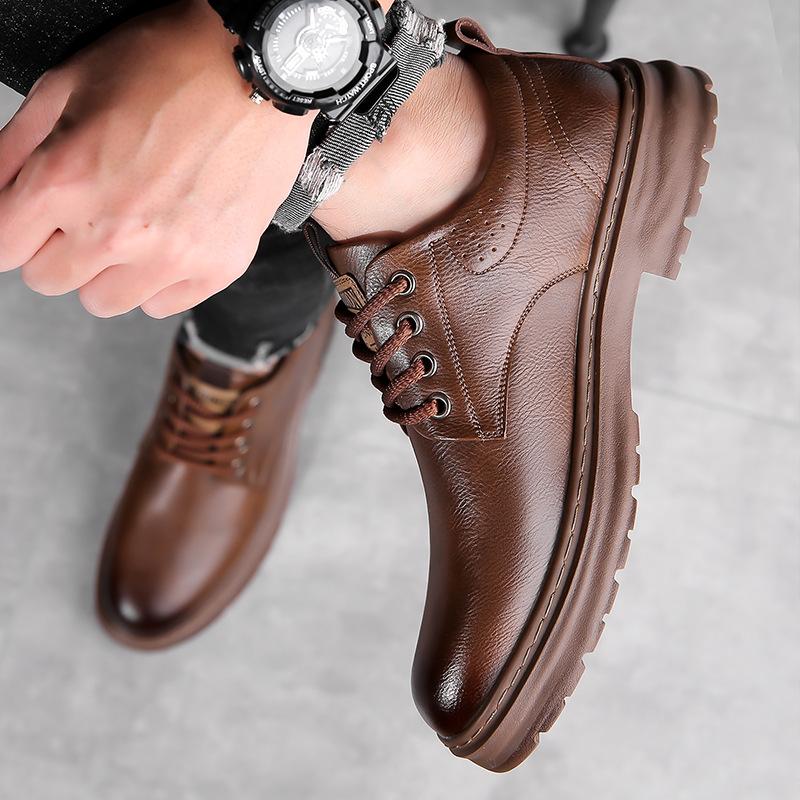 Fashion Business Casual Low-top Genuine Leather Shoes Men Spring Autumn New Designer British Style Retro Platform Shoes Loafers Men