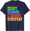 Lift Anime Game Repeat Gym T-Shirt for Men Women Game Lover Men Clothing T Shirt Men Streetwear Cotton Daily Four Seasons
