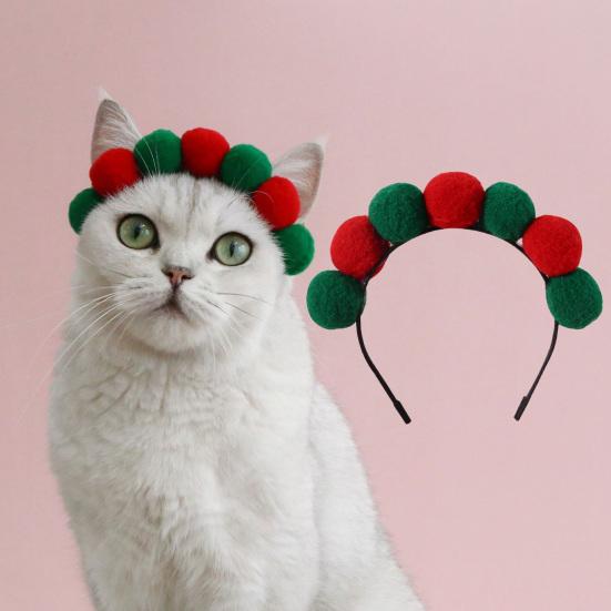 Headgear Mini Ball Design Ultra-Light Friendly to Skin Vivid Color Easy-wearing Dress Up Polyester Pet Cat Hair Hoop Party Decoration Headdress