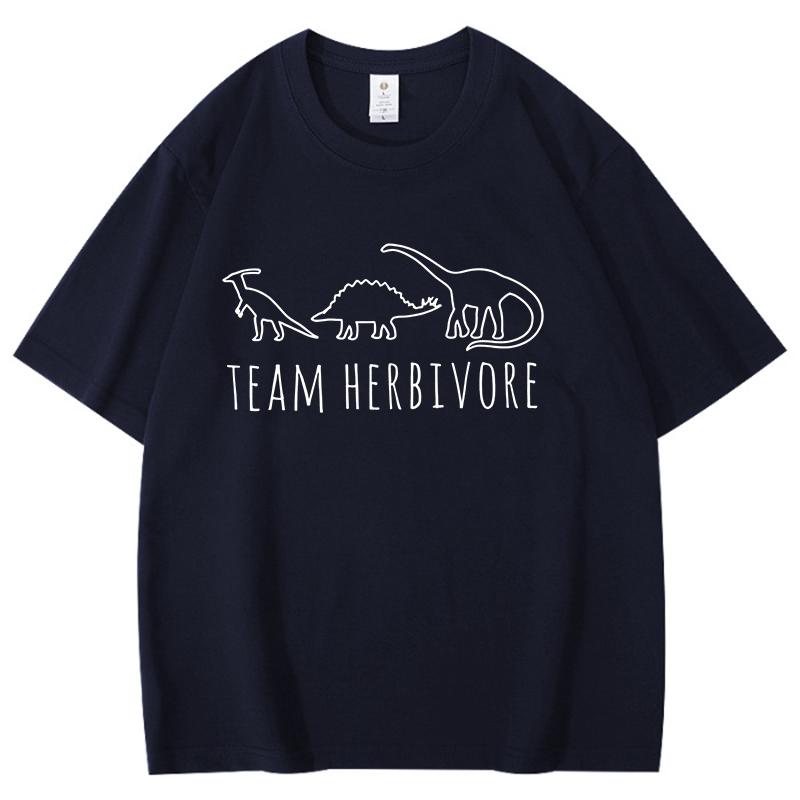Fashion New Team Herbivore Tshirt Unisex and Women Cartoon Tshirt Harajuku Streetwear Cotton Casual Tops Dinosaur Images Tees