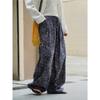 Johnature Bohemian Ethnic Style Cashew Flower Wide-leg Casual Women Pants Summer Long Casual Trousers