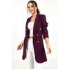 Women's Professional Blazer Coat Solid Color Casual Double Breasted Mid Length Blazers Suit Jacket