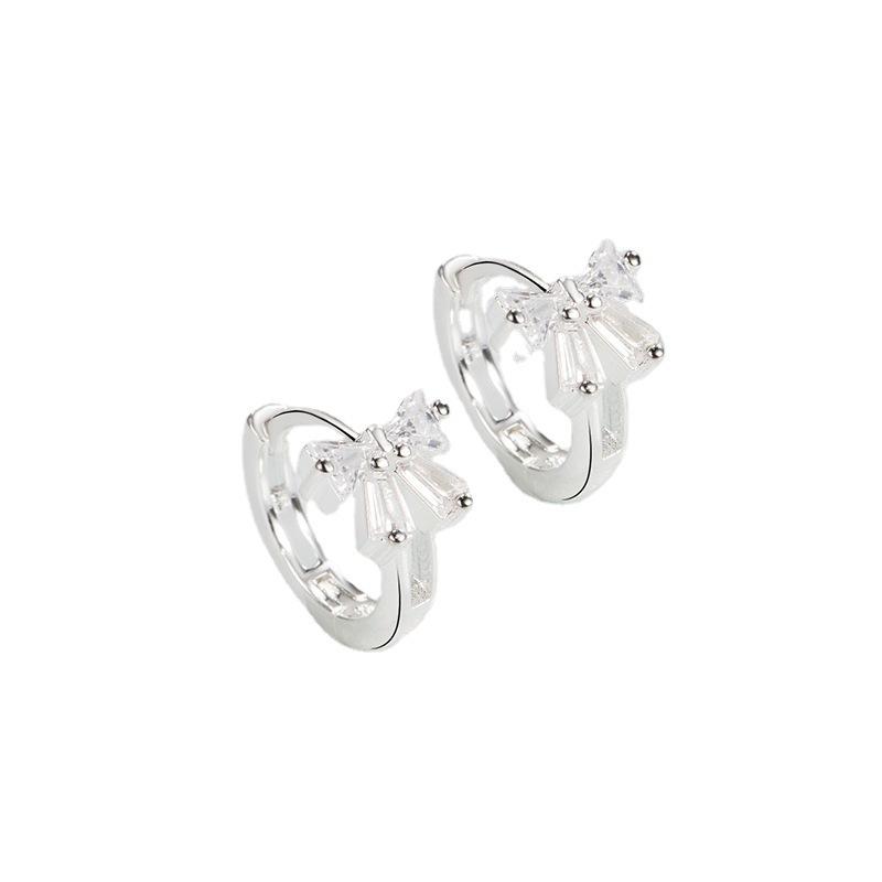 Bow Zircon Ear Buckle Women's Summer Temperament Earrings Personality Stud Earrings