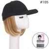 Perruque Bob Court pour Femme avec Casquette de Baseball Intégrée Pièce Capillaire Noir Naturel Cheveux Synthétiques Résistants à la Chaleur Look Élégant
