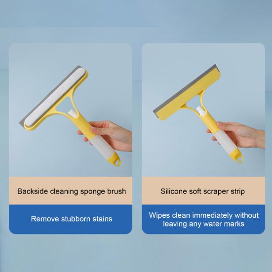 3 In 1 Window Squeegee Cleaner with Spray Bottle Ergonomic Design Double-sided Wipe Window Scrubber Cleaning Tool