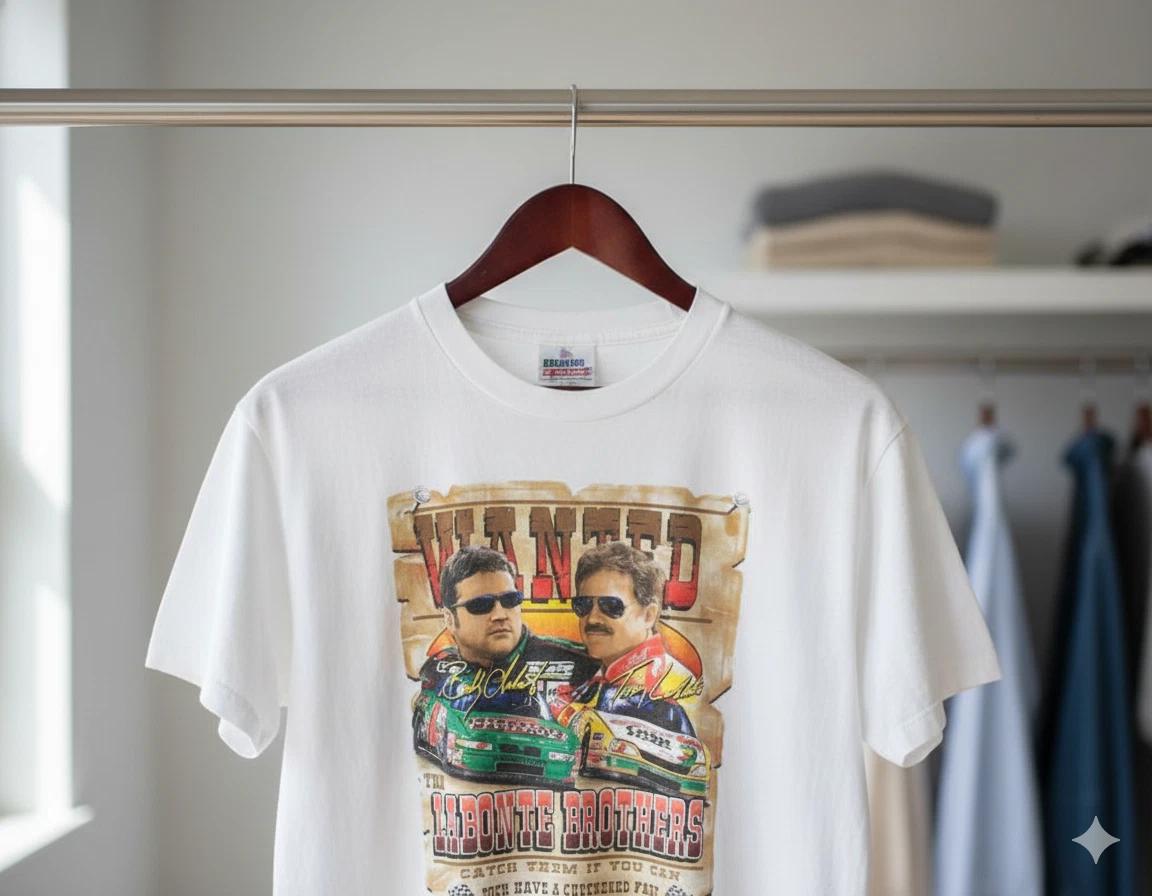 

Unisex Adult Vintage Graphic Labonte Brothers Wanted NASCAR Vintage... S