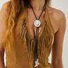Ethnic Style Metal Cowboy Hat Boots Pendant Long Necklace, Fashionable Retro Pu Collarbone Chain Necklace