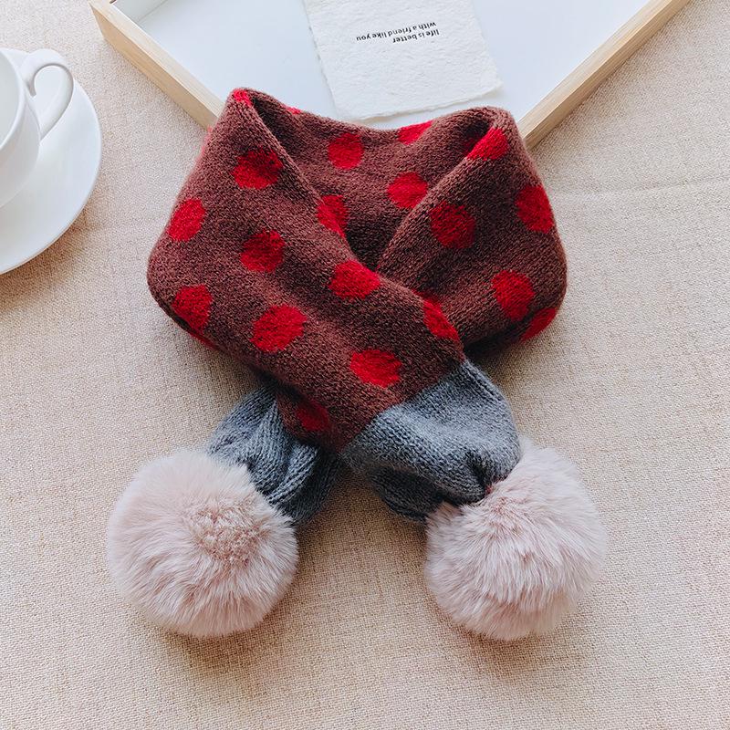 Korean Style Cute Red Knit Scarf for Children - Cozy Autumn/Winter Neck Warmer for Festive Season