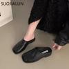 Fashion SUOJIALUN Autumn Women Flat Slipper Fashion Split Toe Slip On Mules Shoes Ladies Casual Soft Flat Heel Outdoor Slides Sandal Sho