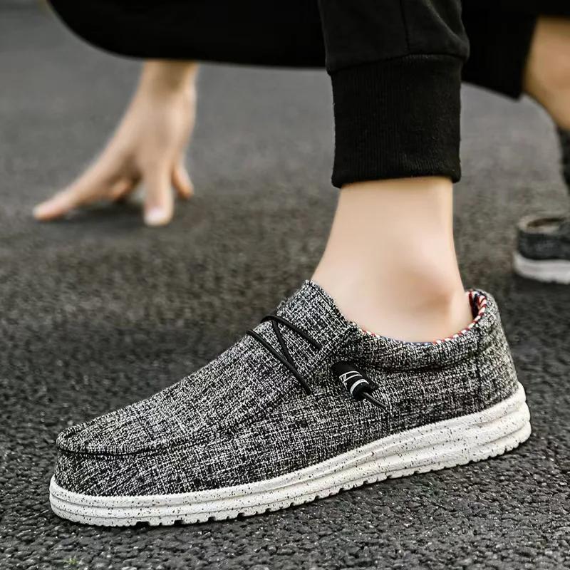 Fashion Men's Fashion Canvas Loafers Comfortable Lightweight Breathable Men's Casual Shoes Flat Slip-on Driving Shoes Man 2025