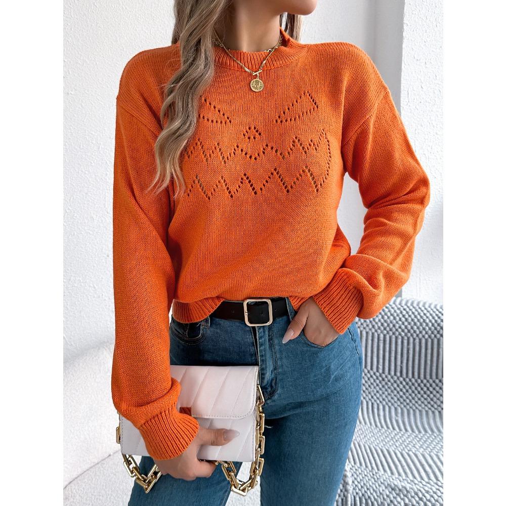 Women's Knitted Sweater - Solid Colour Lace-Up Lantern Sleeve Pullover Halloween Ladies' Top