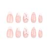 24 Stücke Süße Rosa Schleife Nail art Blume Französisch Weiß Tragen Versetzt Gestreiften Nagel Stück
