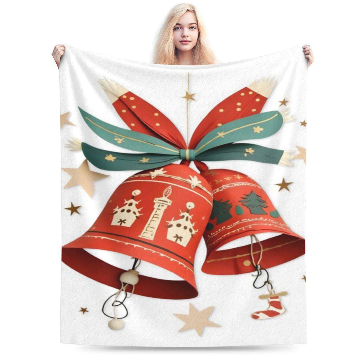 

Festive Christmas Bells With Ribbon Custom Comfortable Gift An UltraSoft Micro Fleece Blanket 75x100cm 30x40in