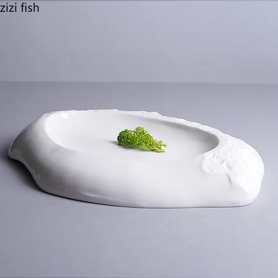 Ceramiczny Talerz na Makaron Stek Sushi w Nieregularnym Kształcie Kreatywny Domowy Kuchenny Jednokolorowy Sztućce Naczynie do Gotowania Przekąski Desery
