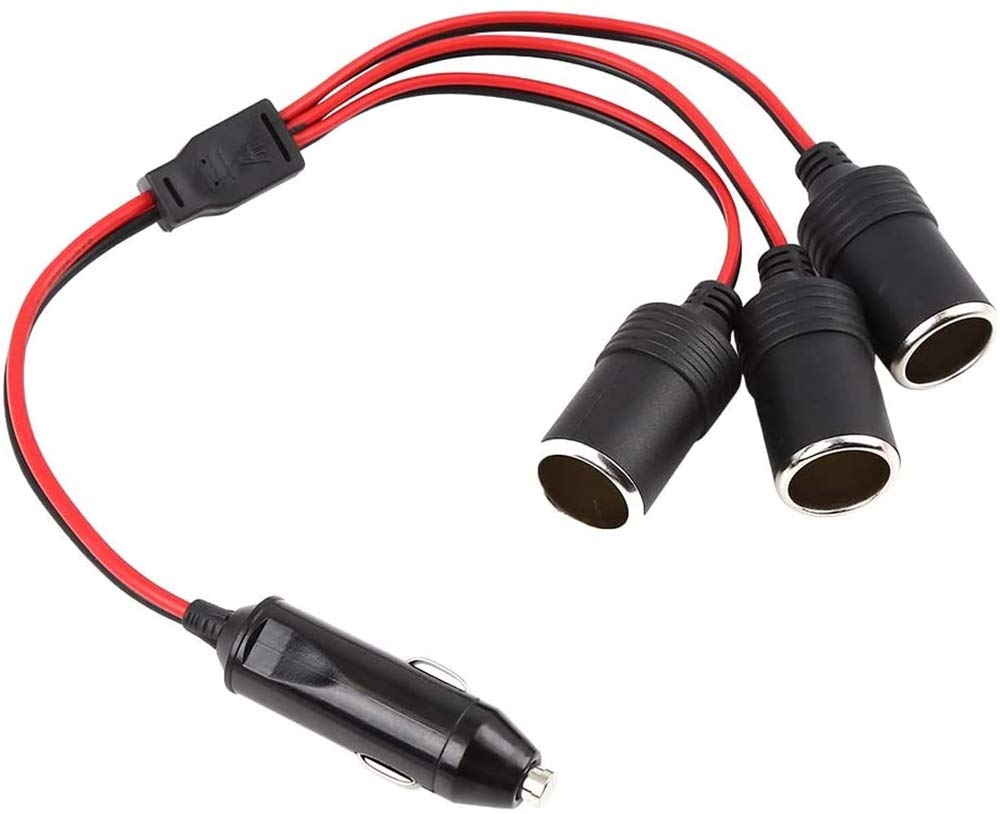 YFFSFDC Car Cigarette Lighter DC Power Extension Cigarette Lighter 1 to 3 Female Cigarette Lighter Splitter Socket, 12V/24V Compatible, 3-Way Cable,