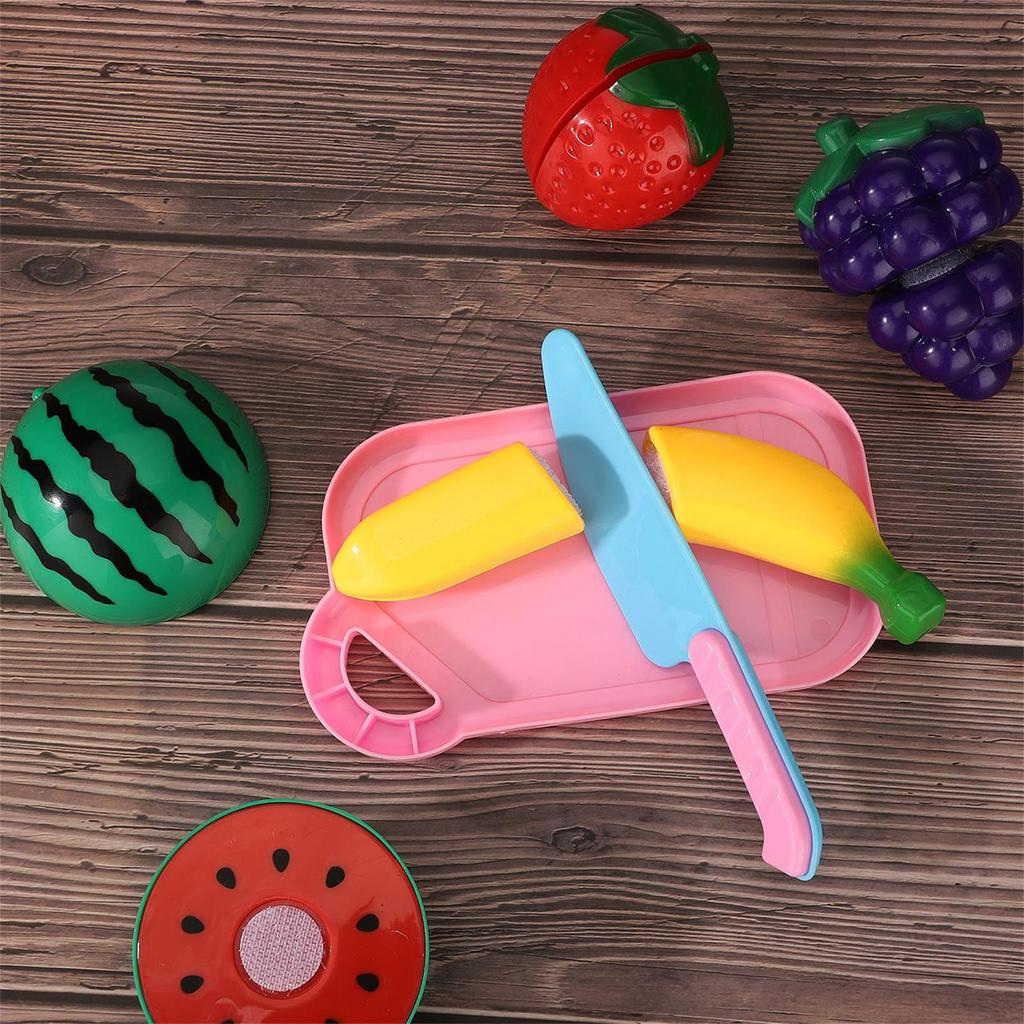 Kids Fruit Cutting Toys Plastic Kitchen Pretend Simulation Fruit Chopping Toy Set for Toddlers