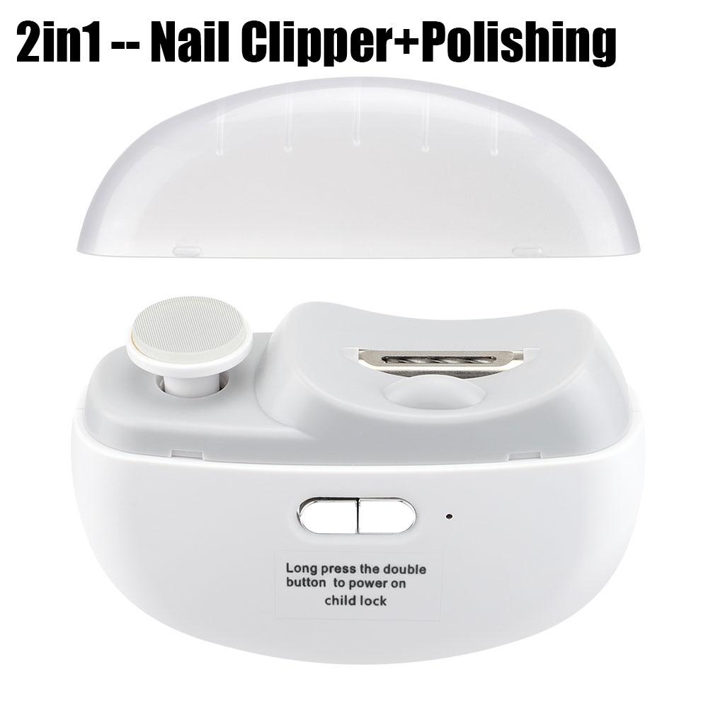 2 in 1 Rotatable Electric Nail Clipper Grinding and Polishing With Lighting Automatic Rechargeable Nail Trimmer for Baby Adult