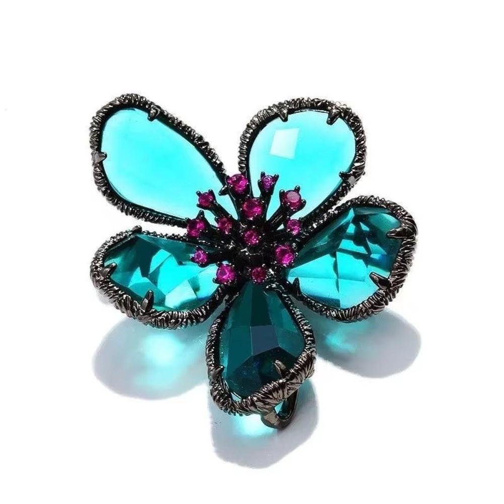 Enamel Rhinestone Brooch Alloy Floral Clothing Pin Exquisite Flower Brooches  Jewelry Gift