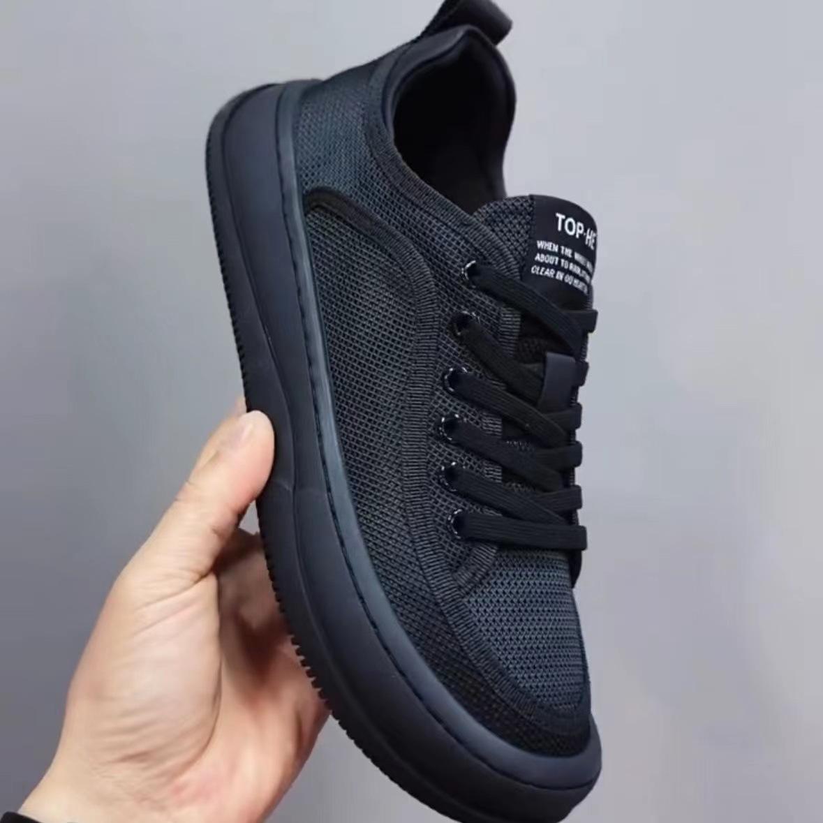 

Men s shoes trend breathable mesh white sports fashion lace drawstring texture one pedal driving model 38 чёрный