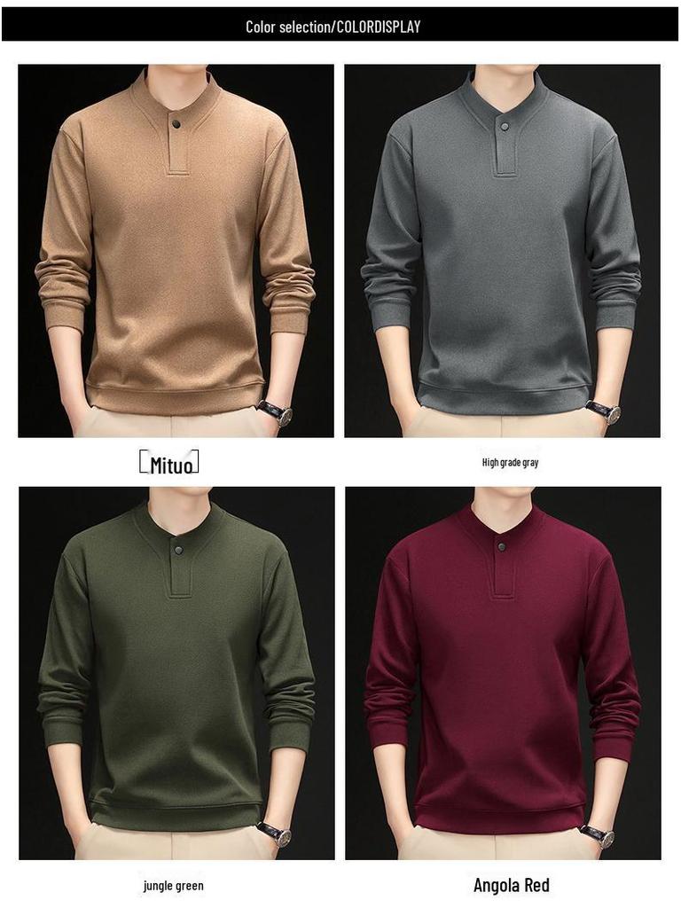 Men's 2025 Winter Fleece-Lined Thickened Sweatshirt with Single-Button Closure