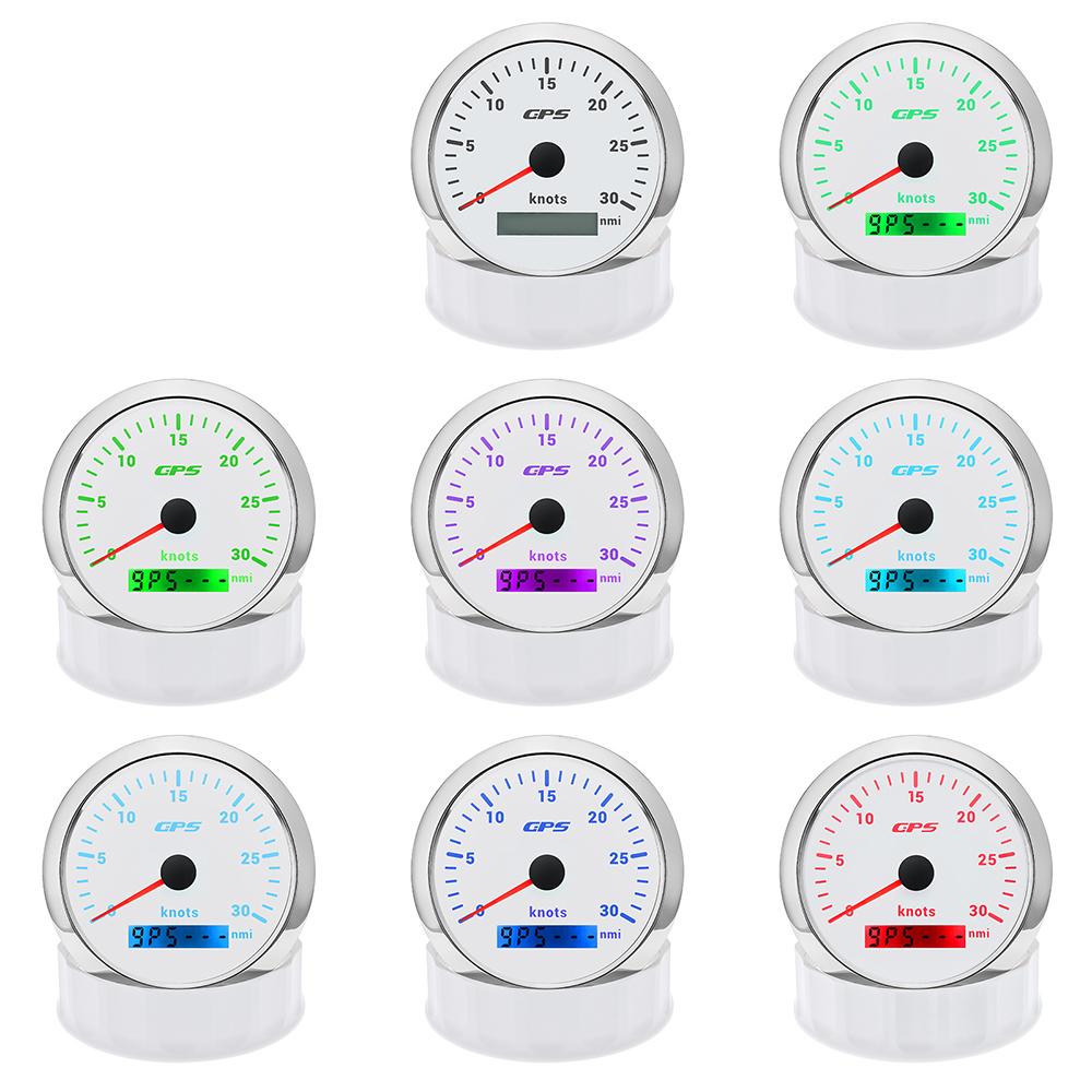 7 Colors Backlight 85MM GPS Speedometer Gauge with GPS Antenna For 12V24V Boat Car Truck Speed Nautical Chart Gauge Meter