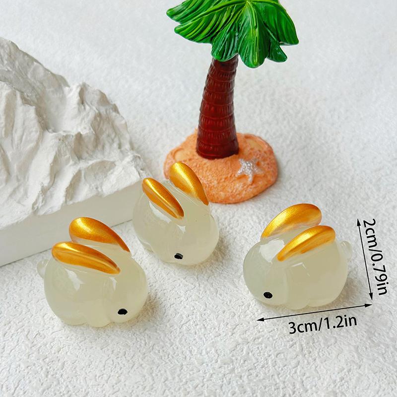 Luminous Golden-Eared Rabbit Micro Landscape Figure Ornament Outdoor Glowing Miniature Statue Potted Mini Garden Accessories