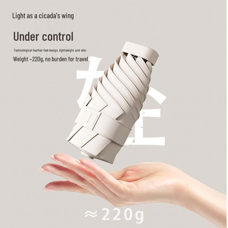 Compact Five-Fold Mini Umbrella: Portable Sun & Rain Shade with UV Protection