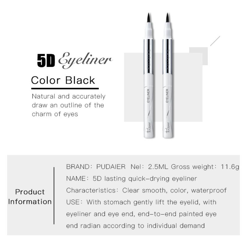 Pudaier Eyeliner Pen Anti-Stlash Water Anti-Seat, Χωρίς μουντζούρες, Μαλακό Υγρό Μαλακό Κεφαλιού Γρήγορο στέγνωμα για αρχάριους