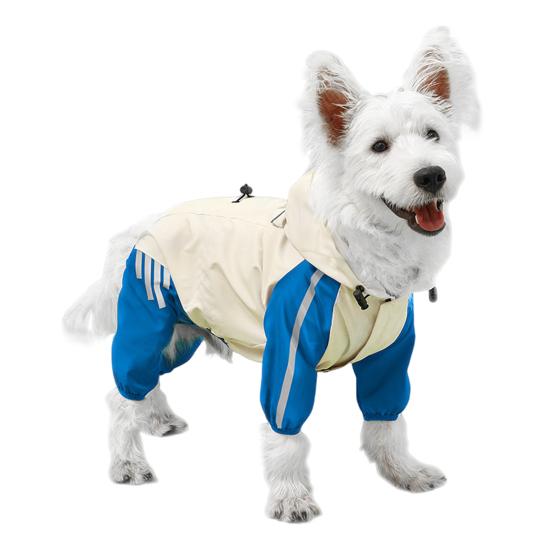 

Dog Raincoat Waterproof Puppy Onesie Hooded Pet Rain Jacket Full Costume Wrap Poncho Reflective Strips Small Medium Pet Clothes S синий