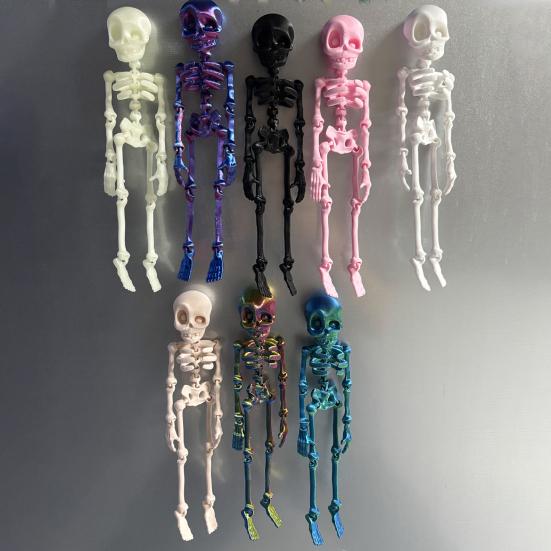 Skull Fridge Magnets with Movable Joints Halloween Poseable Skeleton Fridge Magnet Quirky Gothic Refrigerator Stickers for Kitchen Office