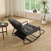 Outdoor Rocking Chair, Comfy Cushion, with Soft Thick Cushion,for Living Room, Bedroom, Reading Room, Black Frame with Grey Cushion