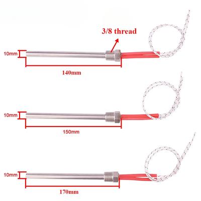 1pcs 3/8 Thread 220v Cartridge Resistance Igniter Hot Rod 300w/350w Wood Pellet Stove Parts 140/150/170mm Electric Fireplace