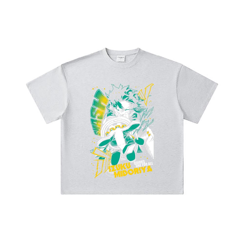 260 GSM Double Yarn 32 Count 100% Cotton My Hero Academia V2 Deku Print Unisex Heavy Cotton T Shirt