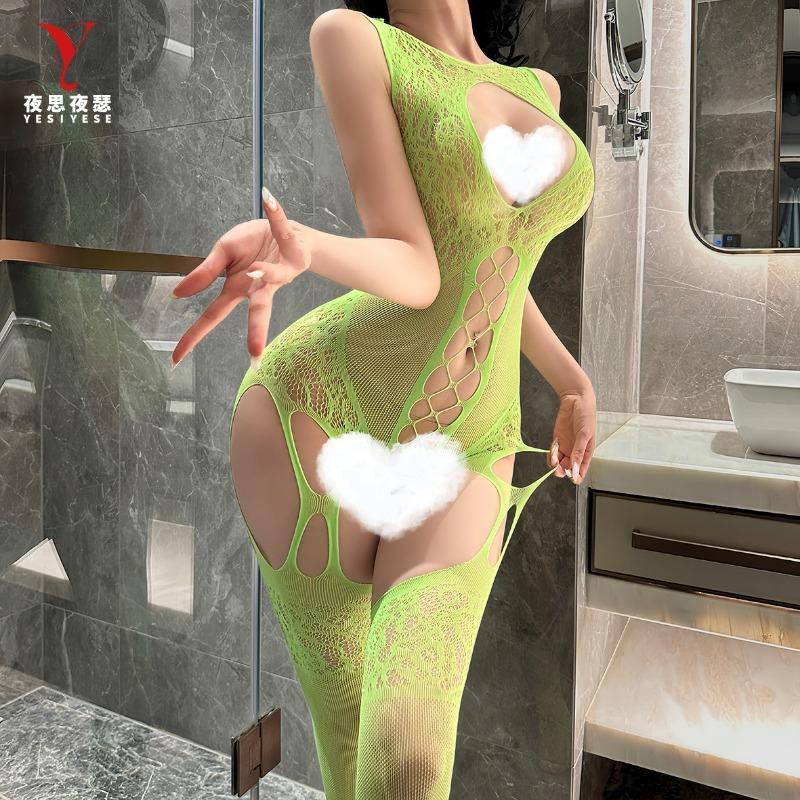 Sexy Deep V Hollow Out One Piece Mesh Intimate Lingerie For Women