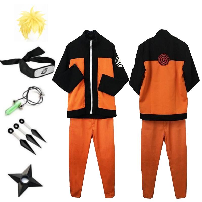 Uzumaki Akatsuki Cosplay Boys Girls Uzumaki Jacket Pants Headband Wig Props Child Uniform Kunai Halloween Costume