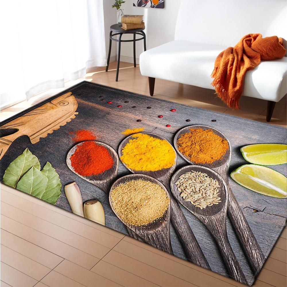Kitchen Condiments 3D Carpet for Boys Girls Bedroom Seasoning Living Room Area Rug Absorbent Kitchen Rugs Anti-Slip Bathroom Mat