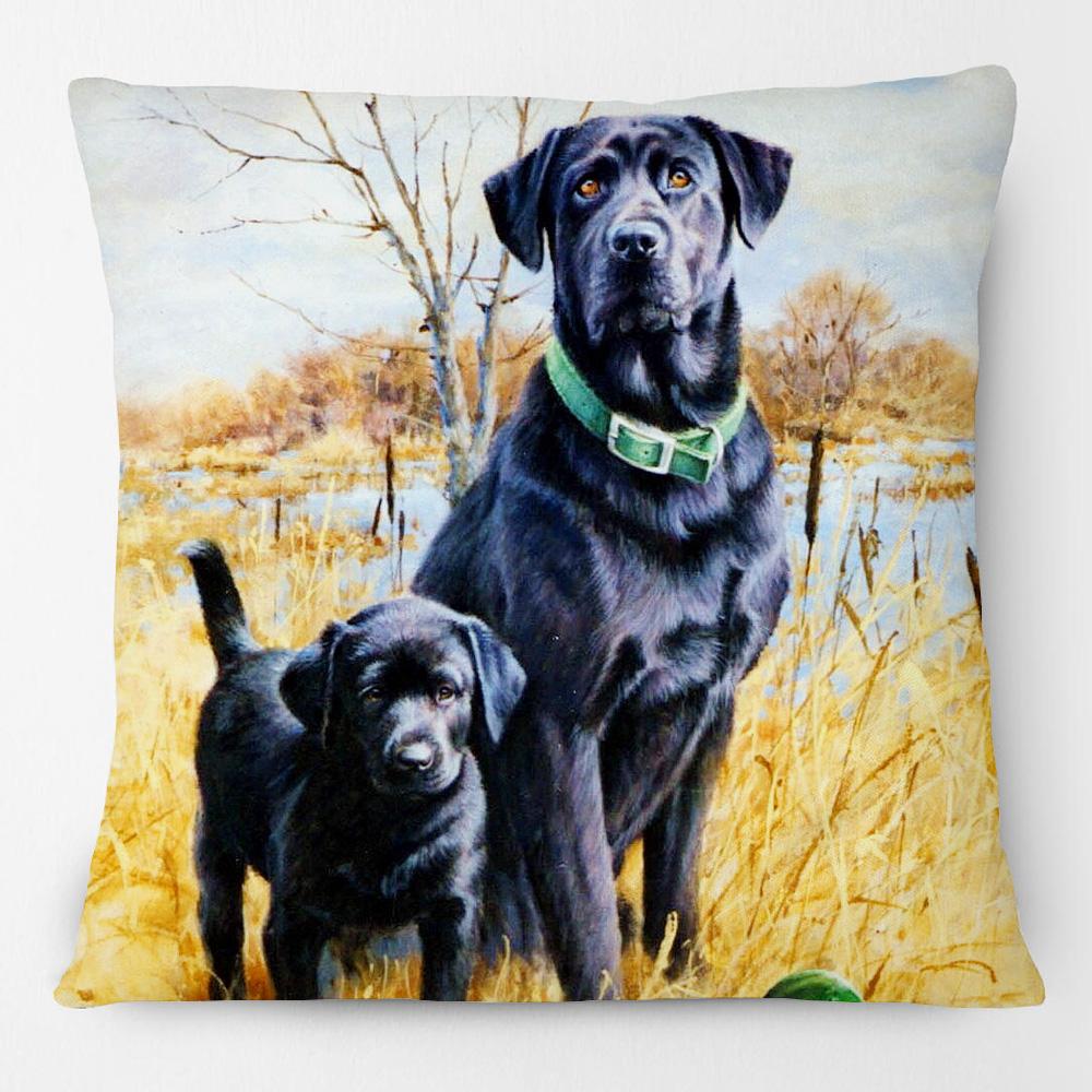 European Great Hunting Dogs Drahthaars Black Labrador Dog Poster Animals Painting Cushion Covers Decorative Pillowcase For Sofa