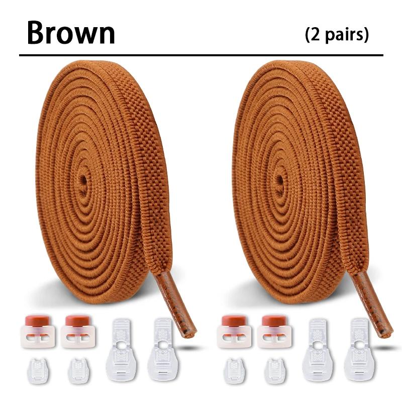 New Elastic Shoe Laces Round Snap Lock Flat Shoelaces Without Ties Kids Adult Quick Shoelace Shoe Accessories 2 Pair