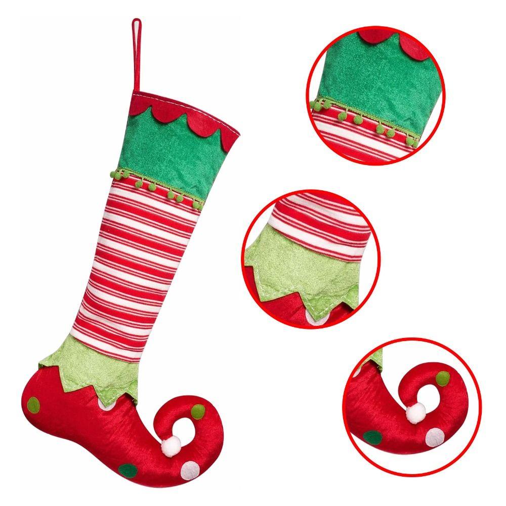 Hanging Christmas Stocking Decorations Red/Green Elf Christmas Stockings Party Decoration