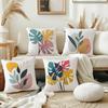 4Pcs Macaron-Colored Plants Digital Printing Pillow Cover Short Plush Suitable Living Rooms Bedrooms Sofas Throw Cushion Cover
