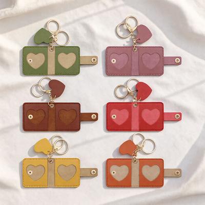 Porta Cartões Fotográficos Chaveiro Faça Você Mesmo Mini Álbum de Fotos Bolsos Armazenamento Portátil Argola de Chave Pingente de Bolsa
