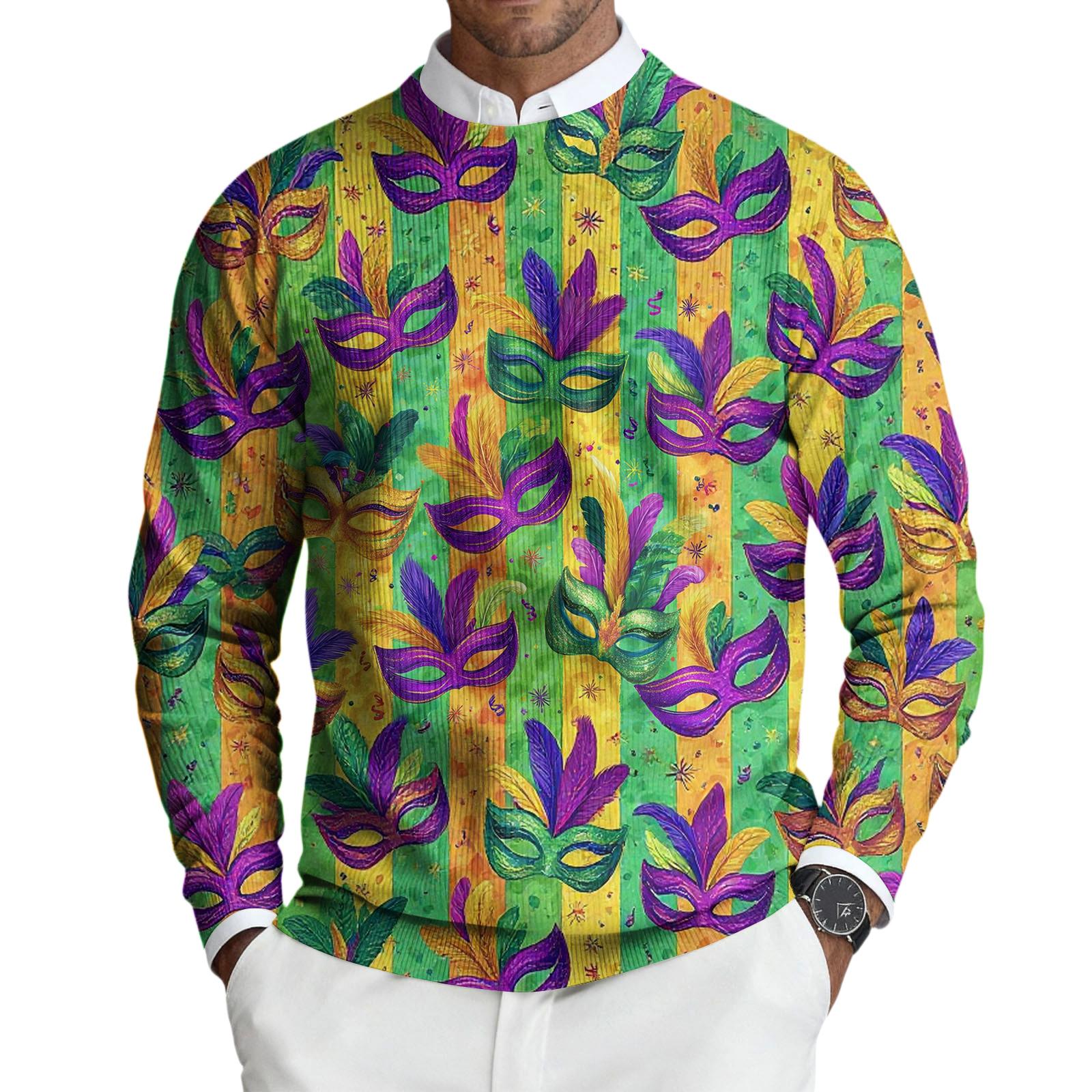 

Мужской пуловер с круглым вырезом, длинными рукавами и рубчатой вязкой XL