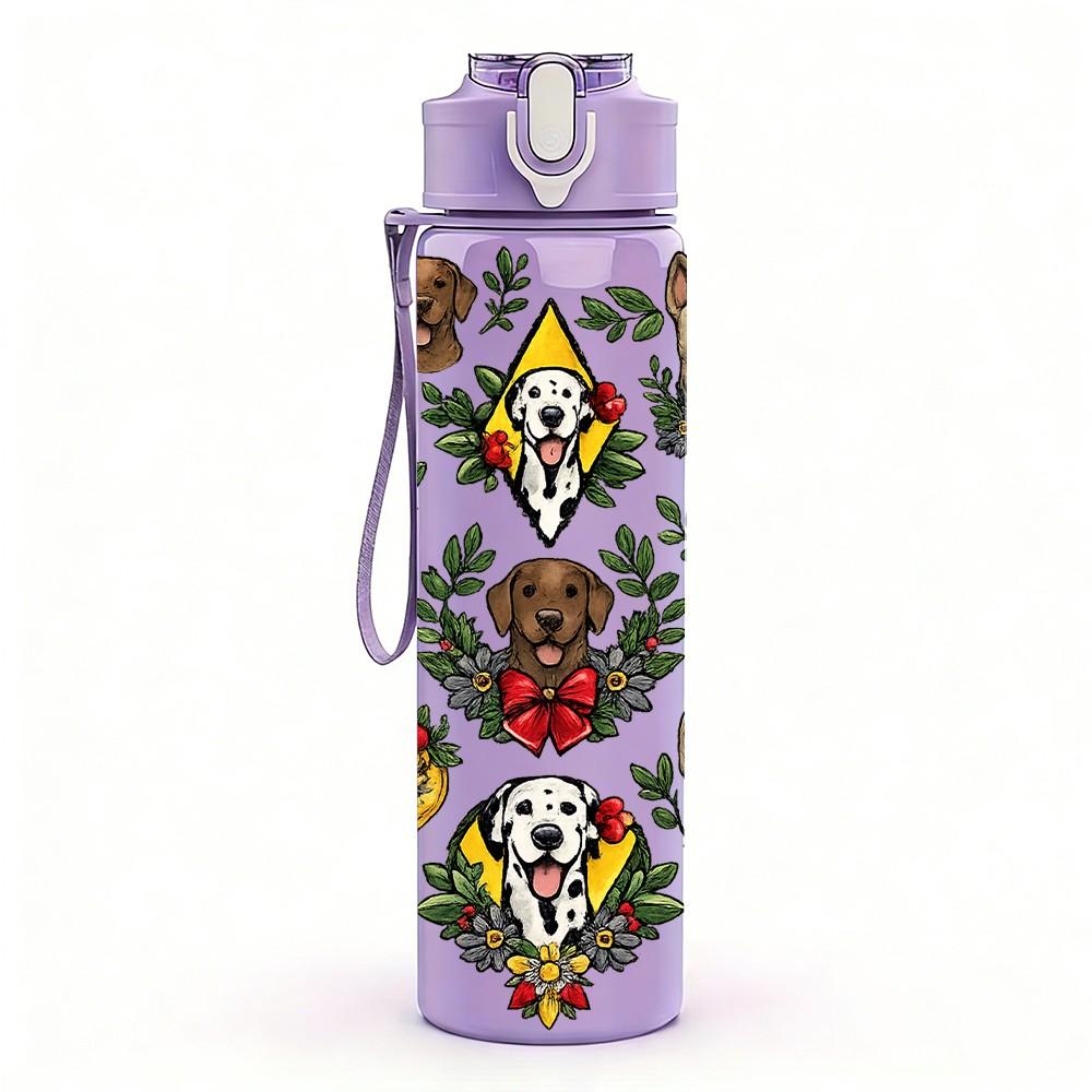 1PC Bohemian Leaf Flower Botanical Print 750ml Color Plastic Sports Water Bottle Leakproof Flip Straw Lid Suitable for Sports Office Home Use