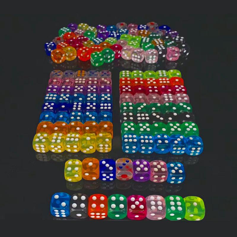 14mm Transparent Six-Sided Dice Set with Rounded Corners - Game Accessories